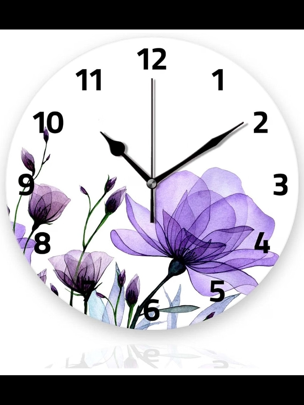 Purple Floral Wall Clock – Decorative Home Wall Decor